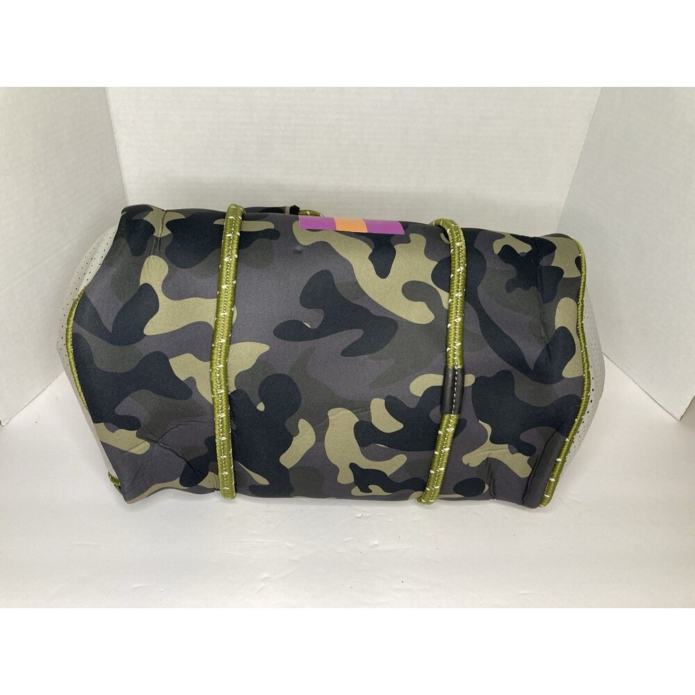 Camo Tote Neoprene Pink Orange Gym Bag Carryon Travel Overnight Satchel - Picture 7 of 11